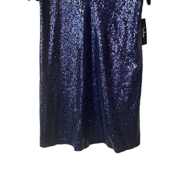Lulus Light Up the Night Navy Blue Sequin Shift Dress XS - Picture 7 of 12